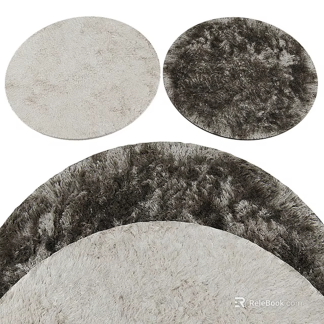 Light And Dark Gray Round Rugs Fluffy Soft Shaggy For Home Decor Living Room 3d model 