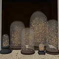 Illuminated Decorative Lights in Glass Domes with String Lights and Various Sizes 3d model