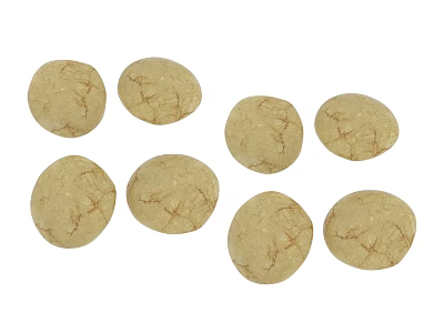 Round Beige Snacks With Cracked Texture Eight Pieces On White Background 3d model