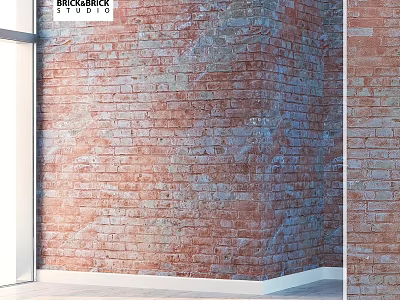Rustic Red Brick Wall With Weathered Surface And Classic Design Elements 3d model
