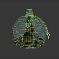 Transparent Glass Flask With Brown Leather Cover And Decorative Strap For Daily Use