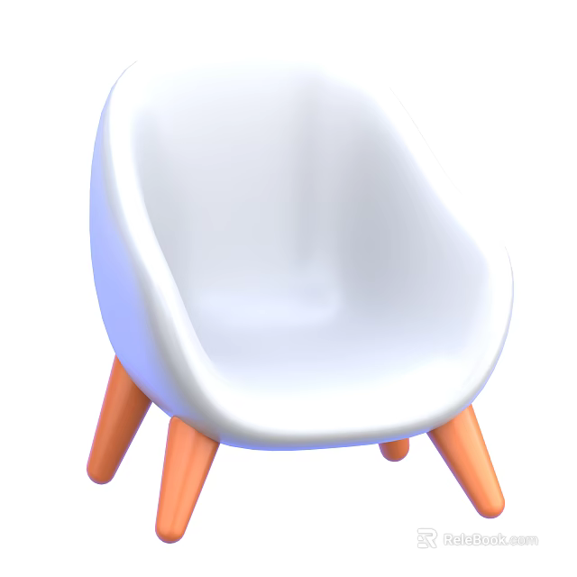 Modern White Dining Chair With Orange Legs And Simple Ergonomic Design 3d model 