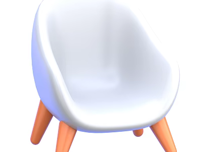 Modern White Dining Chair With Orange Legs And Simple Ergonomic Design 3d model