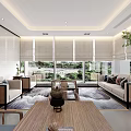 Modern Lounge Area Interior With Wooden Ceiling Green Floor And Comfortable Seats