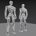 Modern Humanoid Robot Equipment With White Gray Body Front And Back View