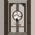Modern Chinese Foyer Hallway With Circular Decorative Painting And Ambient Lighting
