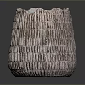 Pink Carved Ceramic Sculpture With Vertical Textured Stripes And Irregular Edge