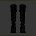 Black Over The Knee Boots With Ruched Design And Laced Details As Daily Life Item