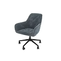 Elegant Light Blue Tufted Velvet Office Chair With Black Base And Wheels