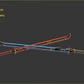 Crossed Blue And Red Swords With Glowing Blades And Black Striped Handles