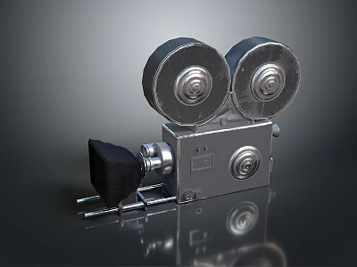 Computer Tape Drive 3D Model With Dual Reels Silver Metal Black Components Dark Background 3d model
