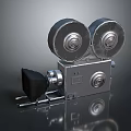 Computer Tape Drive 3D Model With Dual Reels Silver Metal Black Components Dark Background
