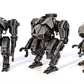 Armored Mechanical Robot Figurines With Three Units And Detailed Machinery
