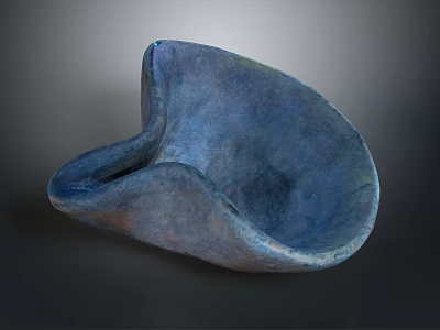 Abstract Blue Carved Sculpture With Shell Like Shape And Textured Surface 3d model