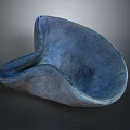 Abstract Blue Carved Sculpture With Shell Like Shape And Textured Surface 3d model