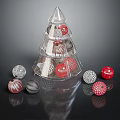 Cartoon Characters and Animal Themed Ornaments Around Clear Tiered Christmas Tree