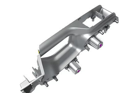 Automotive Metal Bracket with Multiple Mounting Holes and Connecting Points for Mechanical Support 3d model