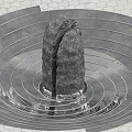 Natural Stone Wood Structure With Circular Wooden Rim And Water Reflection Design