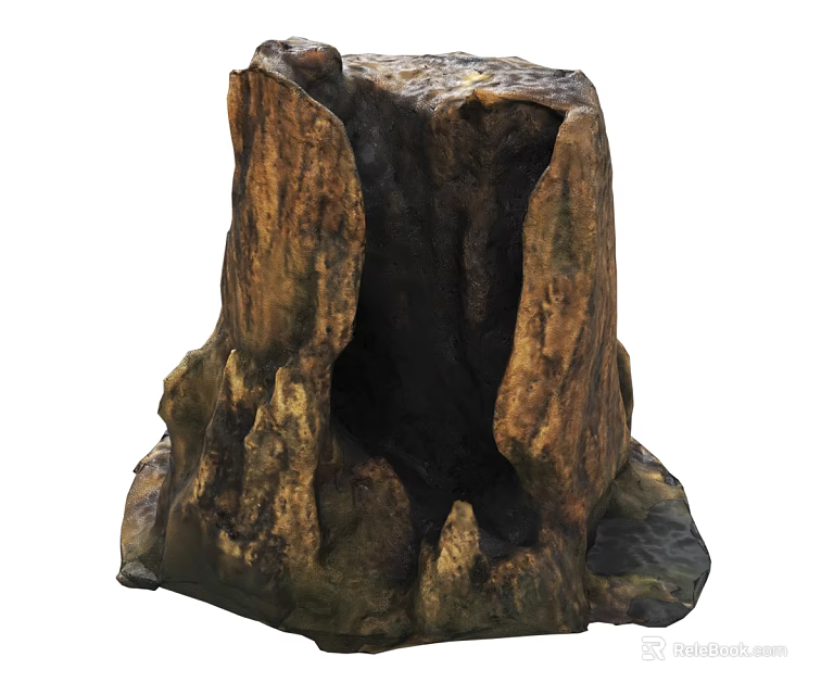 Natural Rock Shaped Decorative Ornament With Hollow Design And Textured Brown Surface 3d model 