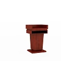Functional Wooden Desk With Mahogany Finish Multi Tiered Design And Stable Base For Public Speaking