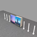 Launch Device With Dual City Night Displays And Surrounding Silhouette Figures