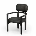 Modern Black Solid Wood Dining Chair With Curved Armrests Comfortable Upholstered Seat And Backrest