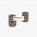 Vintage Rustic Lidded Wooden Barrels with Metal Bands for Home Decor