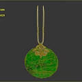 Elegant Green Jade Pendant With Silver Floral Design And Circular Shape
