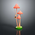 Fresh Pink Mushrooms With Green Base And White Flowers Decorative Food