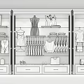 Pink Retail Display Shelves With Clothes Dresses Handbags Shoes And Dress Form