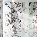 Marble Slabs With Different Colors And Varied Patterns Displayed With A Marble Sphere 3d model