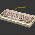 Vintage Wired White Keyboard with Classic Design Standard Key Layout and Coiled Cable