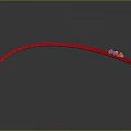 Red Roller Coaster Track With Small Car Moving Along Curved Rail 3d model