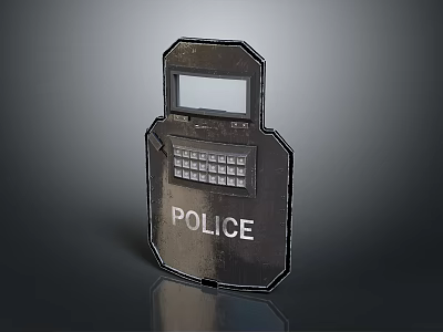 Tactical Police Shield With Protective Metal Construction Grid Panel And POLICE Branding Design 3d model