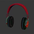 Over Ear Headphones With Red Headband And Black Ear Cups Modern Design High Quality Sound