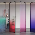 Modern Gradient Glass Colorful Gradient Screen Gradient Partition Office Partition Decorative Glass Changhong Glass Frosted Glass Corrugated Glass 3d model