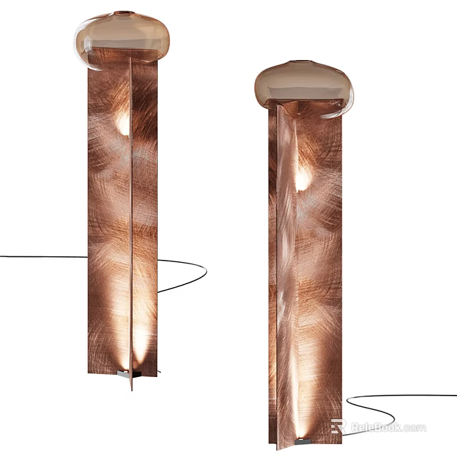 Modern Abstract Floor Lamp With Copper Finish And Warm Lighting For Home Interior Decor 3d model 