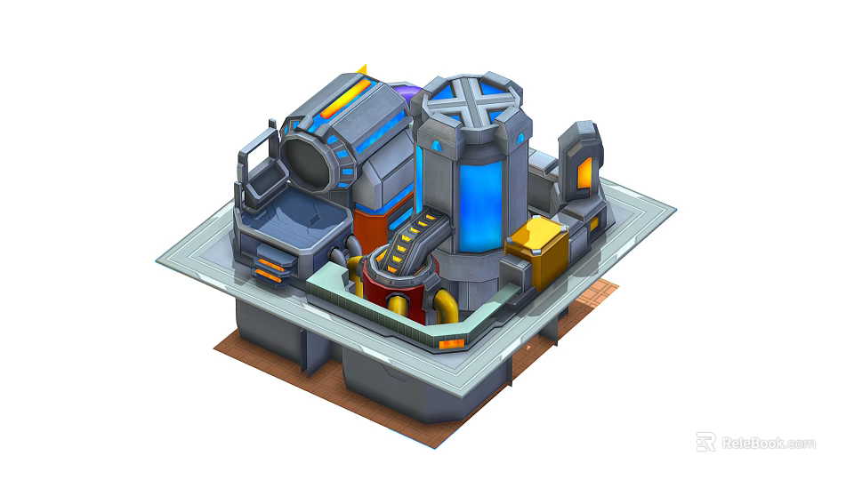 Modern Industrial Equipment Processing Unit With Cylindrical Tanks Pipes And Control Panels 3d model 