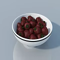 White Ceramic Bowl With Black Rim Filled With Fresh Strawberries On Light Blue Background