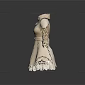 Elegant Women's Beige Coat With High Collar Lace Details And Ruffled Hem