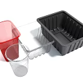 Durable Plastic Kitchen Storage Containers with Red Transparent and Black Design