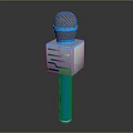 Modern Professional Microphone With Blue Handle And Square Colorful LED Base 3d model
