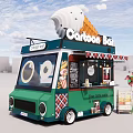 Cartoon Bar Ice Cream Truck With Big Eyes And Giant Cone Design