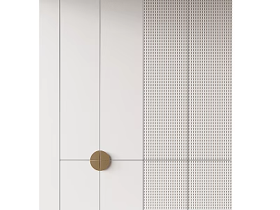 Modern White Wardrobe Design With Brass Round Knob And Perforated Panel 3d model