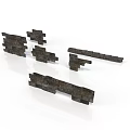 Black Brick Shaped Building Components For Model Decoration And Design 3d model