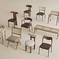 Stylish Single Chairs With Various Designs Wooden Frames And Upholstered Seats