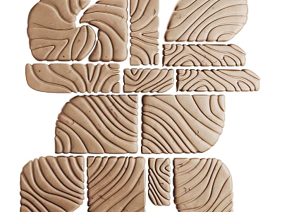 Brown Wavy Texture Wall Decor Tiles With Assorted Arrangement Design 3d model