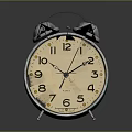Vintage Alarm Clock With Double Bells Beige Dial And Black Numbers