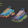 Stylish Blue And Black Sneakers Shoes With White Laces Shiny Upper And Air Cushion Sole