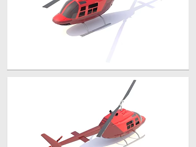 Red Helicopter 3D Model Showcasing Detailed Exterior Design and Different Views 3d model